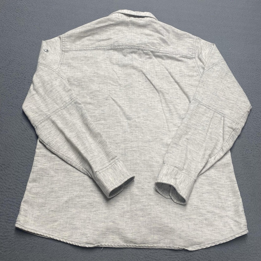 Kuhl Shirt Mens Medium Gray Herringbone Long Sleeve Button Up Pockets Casual - Picture 4 of 7